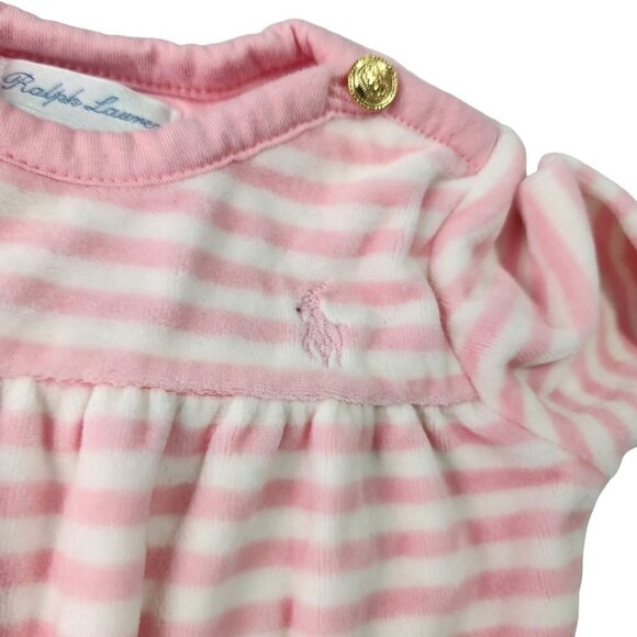 Ralph Lauren Velour Footed One Piece Pajama Snap Bottom Good Button 6M - Picture 5 of 9
